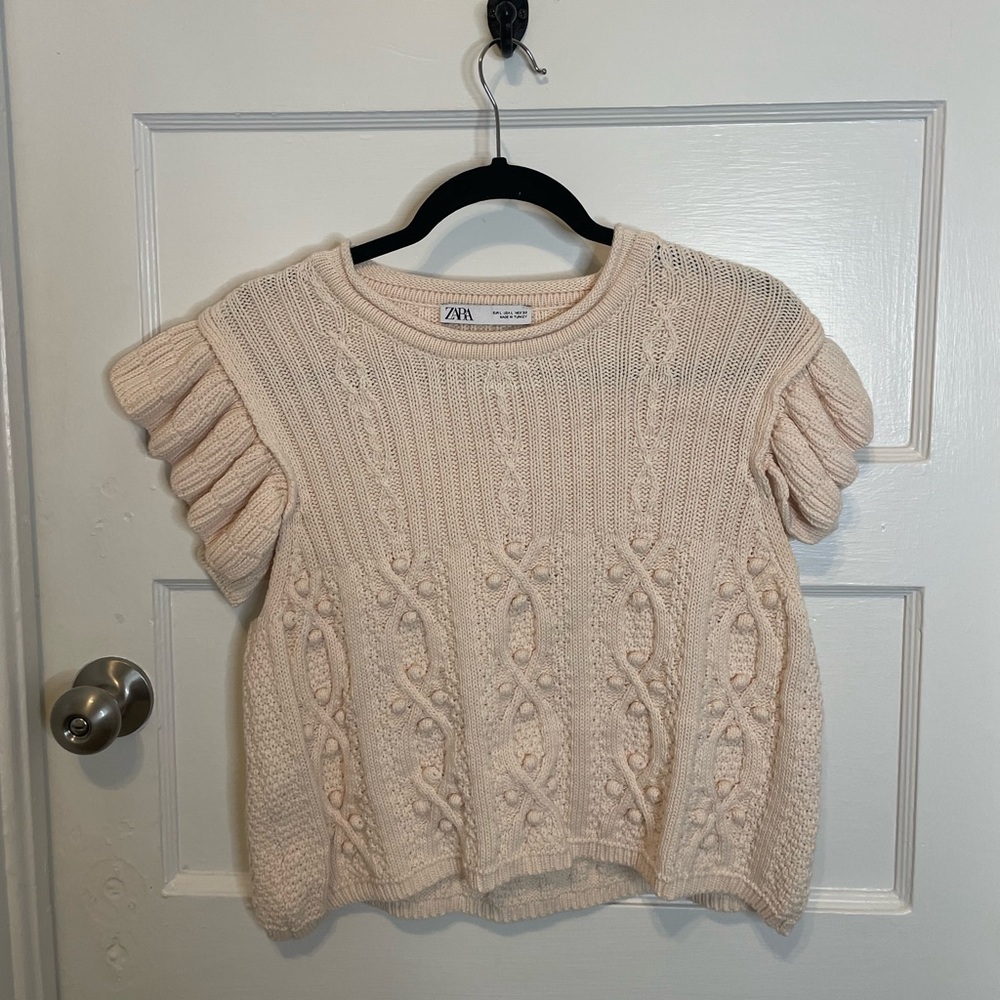 Zara Cropped Crème Sweater